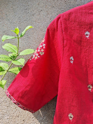 Roma Hand Embroidered Blouse in Handwoven Cotton