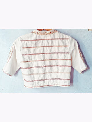 Shefali Hand Embroidered Blouse in Handwoven Cotton Muslin