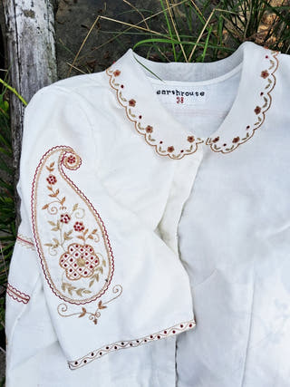 Shefali Hand Embroidered Blouse in Handwoven Cotton Muslin