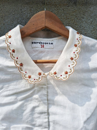 Shefali Hand Embroidered Blouse in Handwoven Cotton Muslin