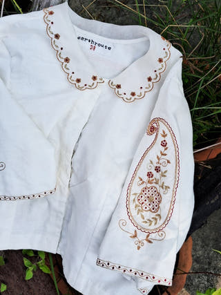 Shefali Hand Embroidered Blouse in Handwoven Cotton Muslin