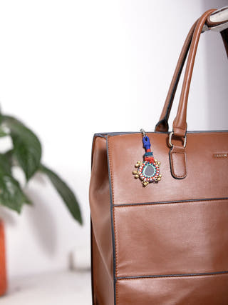 Personal AccessoriesSmall Multicolor Patwa Thread Mirror Keychain with BeadsKaladoraFlourish Planet