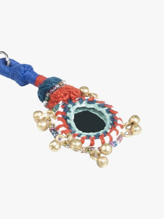 Personal AccessoriesSmall Multicolor Patwa Thread Mirror Keychain with BeadsKaladoraFlourish Planet