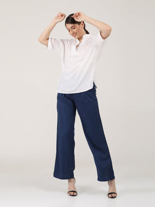 Solid Kimono Top with Wide Leg Pants Co-ord Set Saltpetre