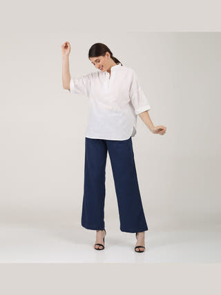 Solid Kimono Top with Wide Leg Pants Co-ord Set Saltpetre
