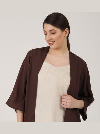 Solid Linen Overlay with Slip Top and Wide Leg Pants 3-Piece Co-ord Set Saltpetre