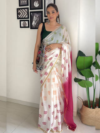 Lotus Trio Colour Saree