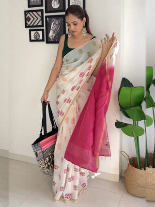 Lotus Trio Colour Saree