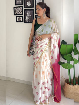 Lotus Trio Colour Saree