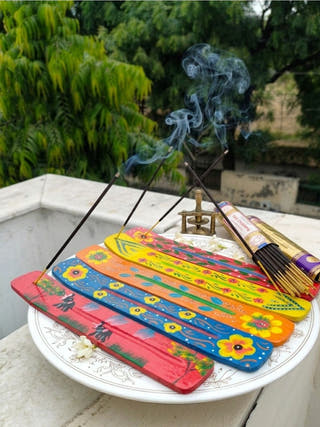 Hand Painted Wooden Incense Holder