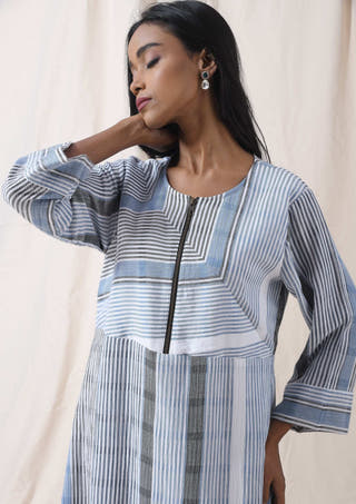 Striped Blue Zipper Dress