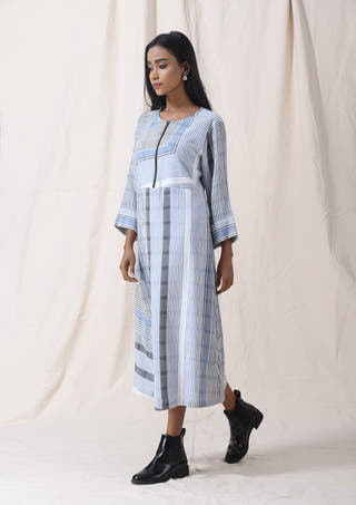 Striped Blue Zipper Dress
