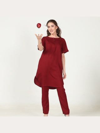 Tencel Solid Tunic with Tapered Leg Trousers Co-ord Set Saltpetre