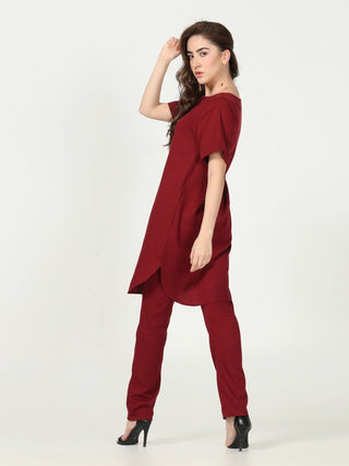 Tencel Solid Tunic with Tapered Leg Trousers Co-ord Set Saltpetre