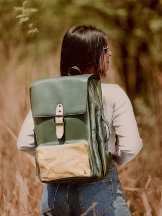 Arden Vegan Leather Bagpack Green
