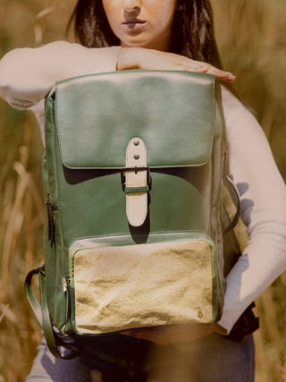 Arden Vegan Leather Bagpack Green