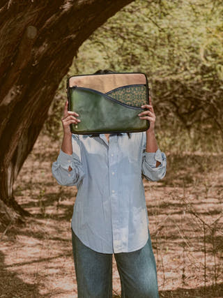 Acacia Vegan Leather Laptop Sleeve Olive