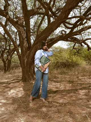 Acacia Vegan Leather Laptop Sleeve Olive