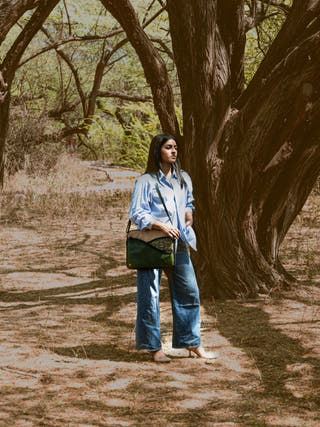 Acacia Vegan Leather Laptop Sleeve Olive