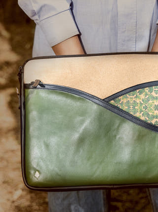 Acacia Vegan Leather Laptop Sleeve Olive