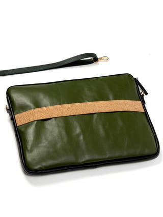 Acacia Vegan Leather Laptop Sleeve Olive