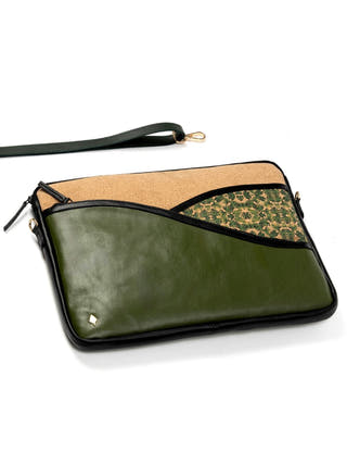 Acacia Vegan Leather Laptop Sleeve Olive