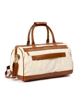 Ajax Vegan Leather Duffle Bag Beige & Gingerbread
