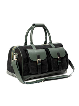Ajax Vegan Leather Duffle Bag Black & Green