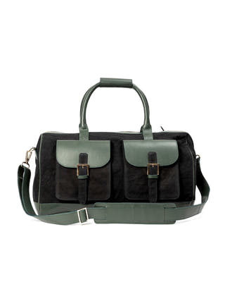 Ajax Vegan Leather Duffle Bag Black & Green