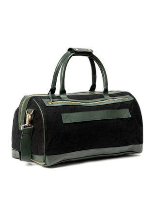 Ajax Vegan Leather Duffle Bag Black & Green