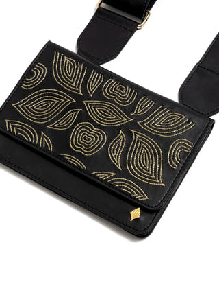 Lana Vegan Leather Sling Bag Black