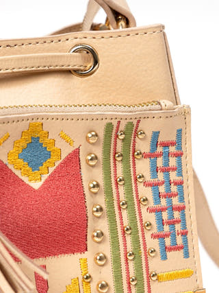 Nora Vegan Leather Sling Bag Almond