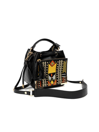 Nora Vegan Leather Sling Bag Black