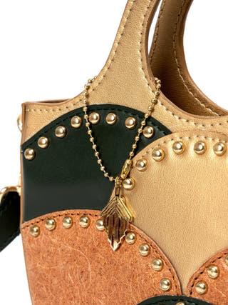 Savannah Vegan Leather Sling Green, Gold & Orange