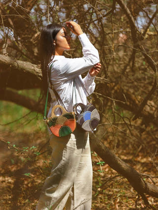 Savannah Vegan Leather Sling Black & Blue