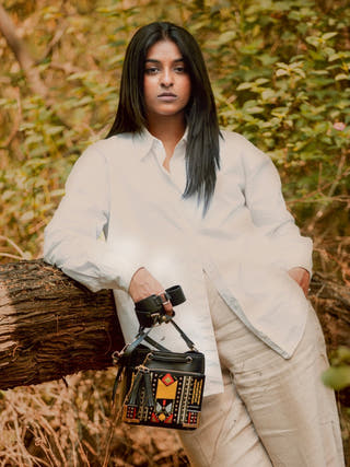 Nora Vegan Leather Sling Bag Black