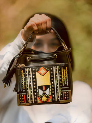 Nora Vegan Leather Sling Bag Black