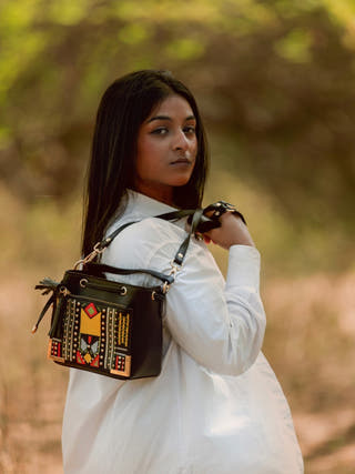 Nora Vegan Leather Sling Bag Black