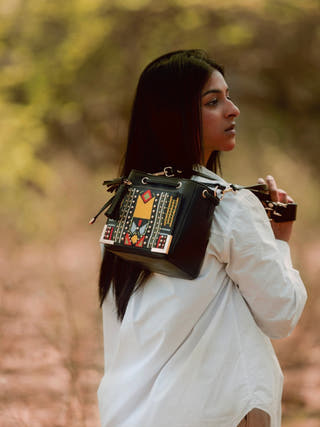 Nora Vegan Leather Sling Bag Black