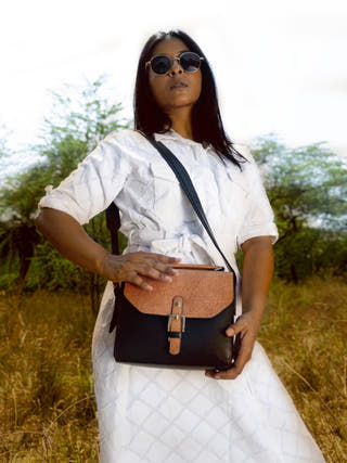 Juniper Vegan Leather Sling Bag Black