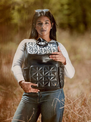 Black Noir Vegan Leather Bagpack