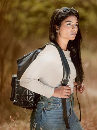 Black Noir Vegan Leather Bagpack