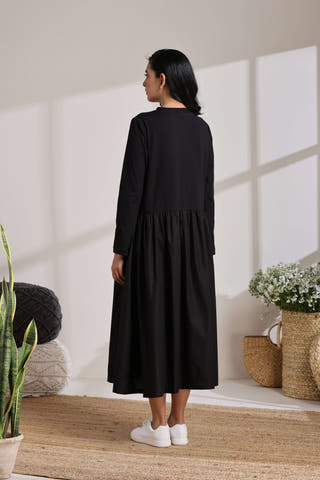 Contrast Panel Midi T-Shirt Dress