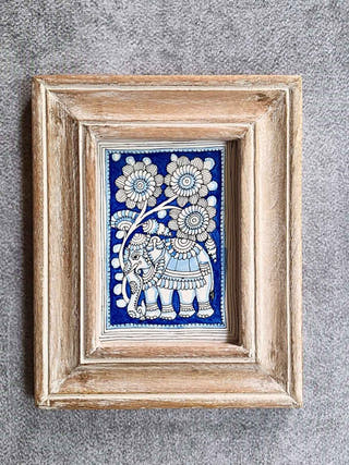 Vintage Finish Hand Painted Kalamkari Frame Indigo