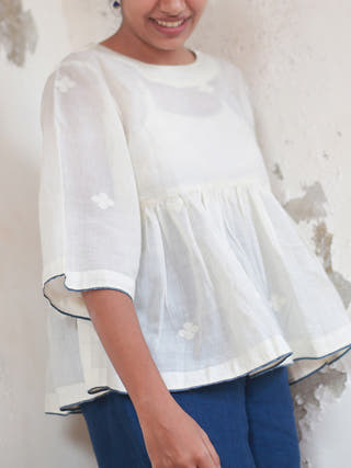 Athangudi Top White with N.