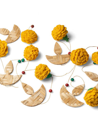 Marigold Diya Handcrafted Bamboo Streamers - Set of 2