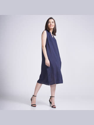 Women Linen A-Line Dress Saltpetre