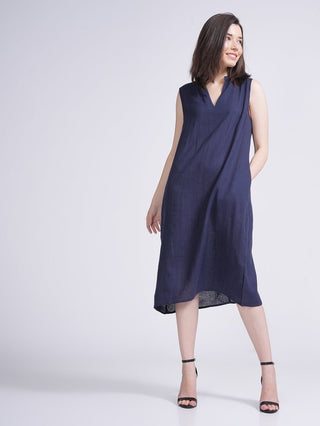 Women Linen A-Line Dress Saltpetre