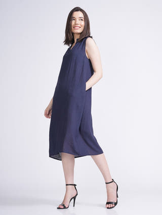Women Linen A-Line Dress Saltpetre