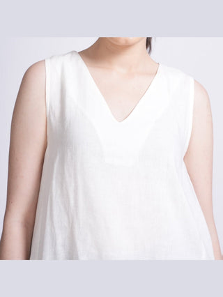 Women Linen Sleeveless A-Line Top Saltpetre